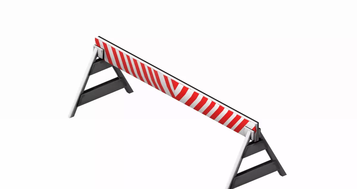 Triangle feeted long strip traffic barrier Low-poly 3D model