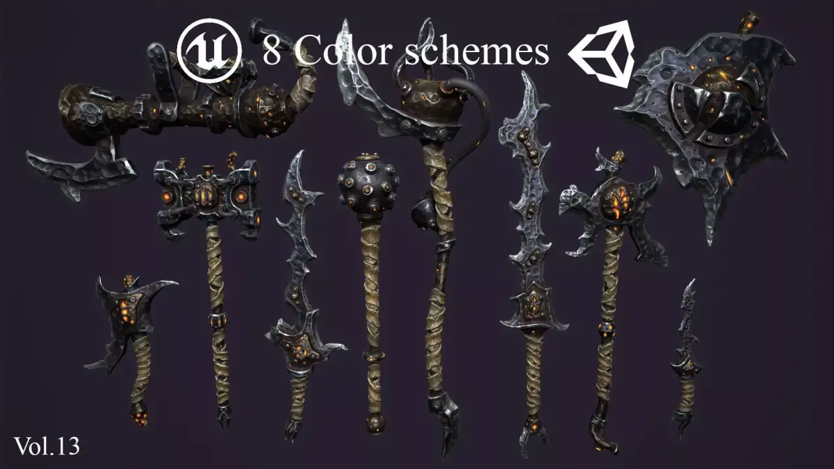 Fantasy brute weapons Low-poly 3D model