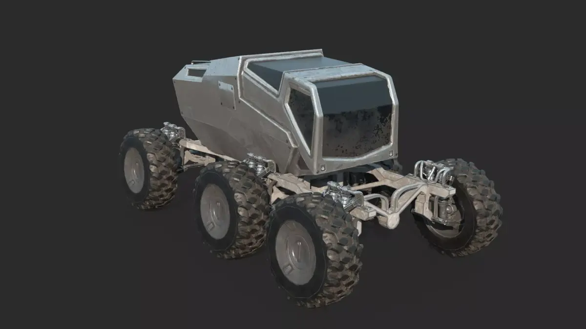 Future sci-fi multi-functional land vehicle for space use 3D model