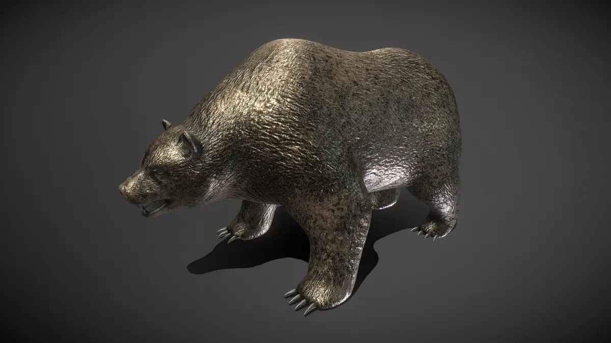 Bear Bronze Statue Low-poly 3D model
