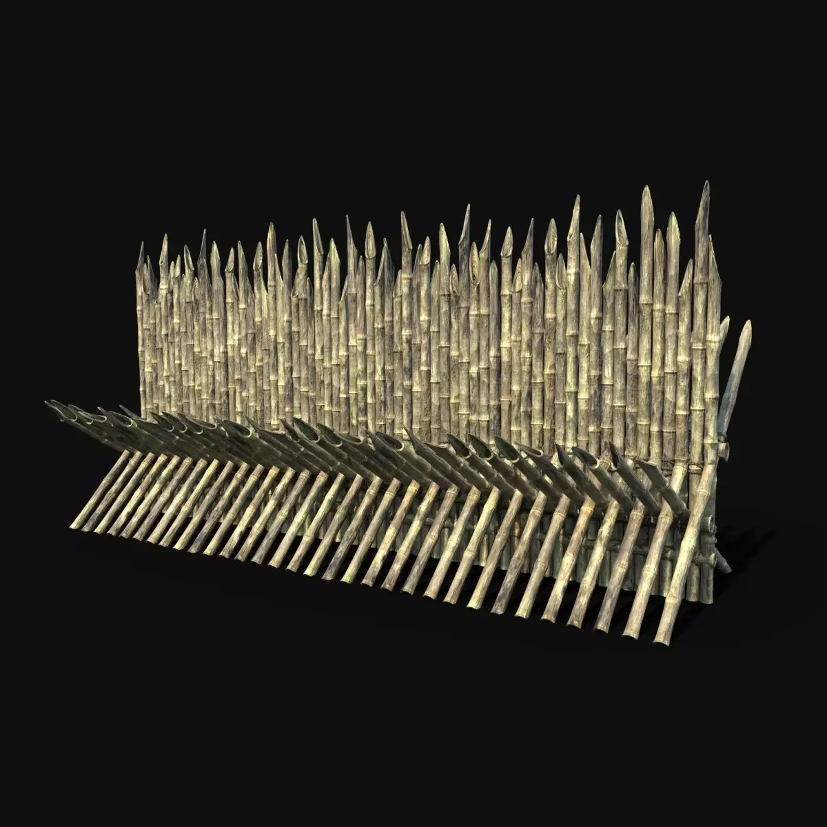 BAMBOO PALISADE WALLS FENCE SURVIVAL FORT GUARD CONSTRUCTION AAA Free low-poly 3D model
