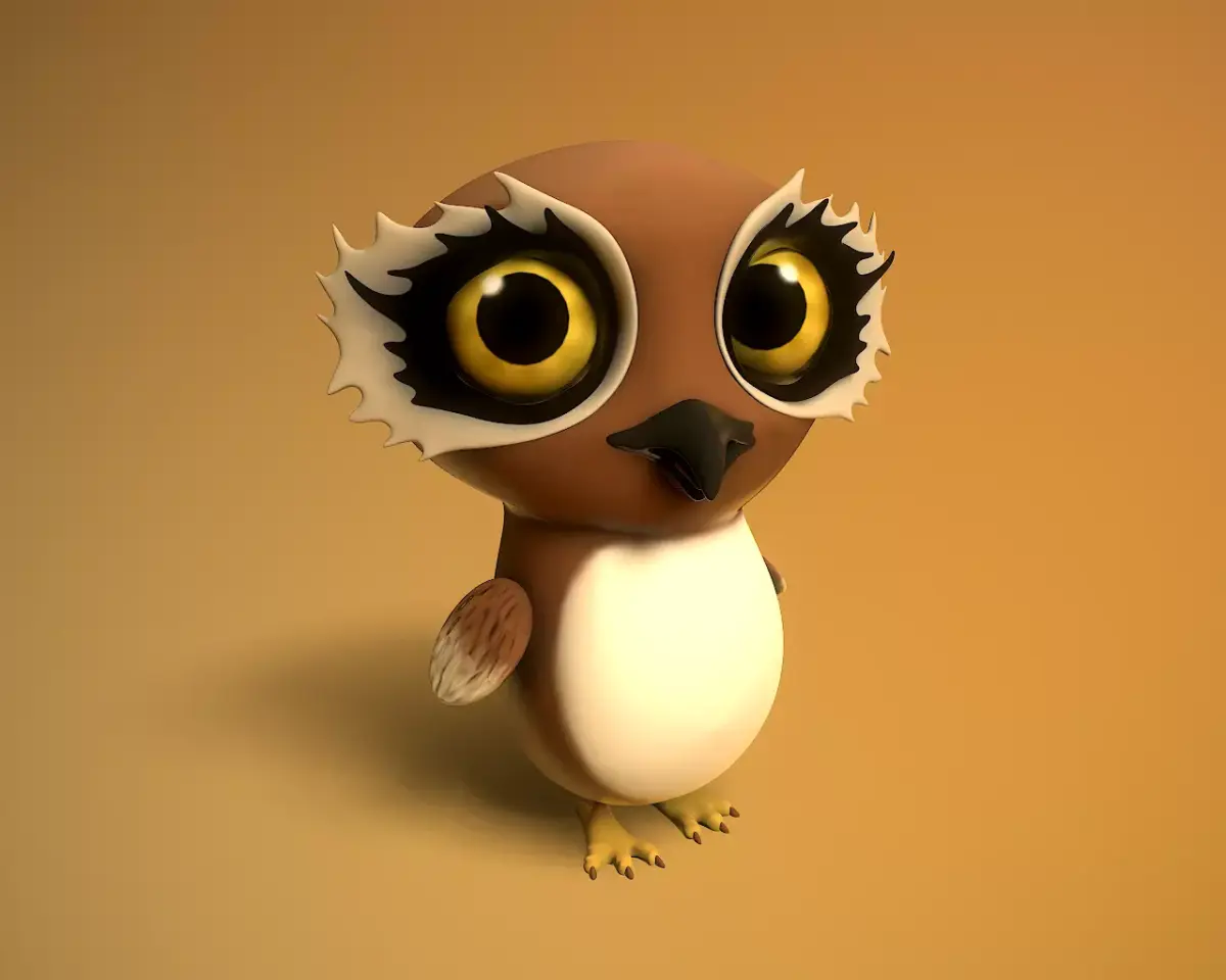 cartoon owl Low-poly 3D model