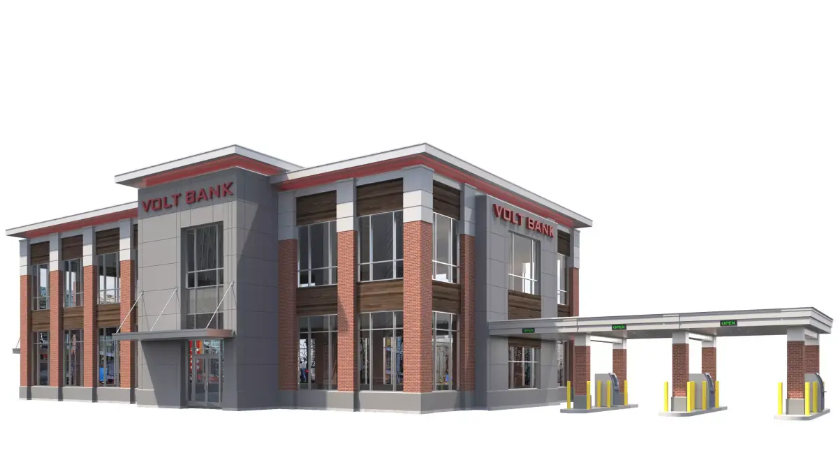 Commercial Building-025 Bank With Drive-thru 3D model