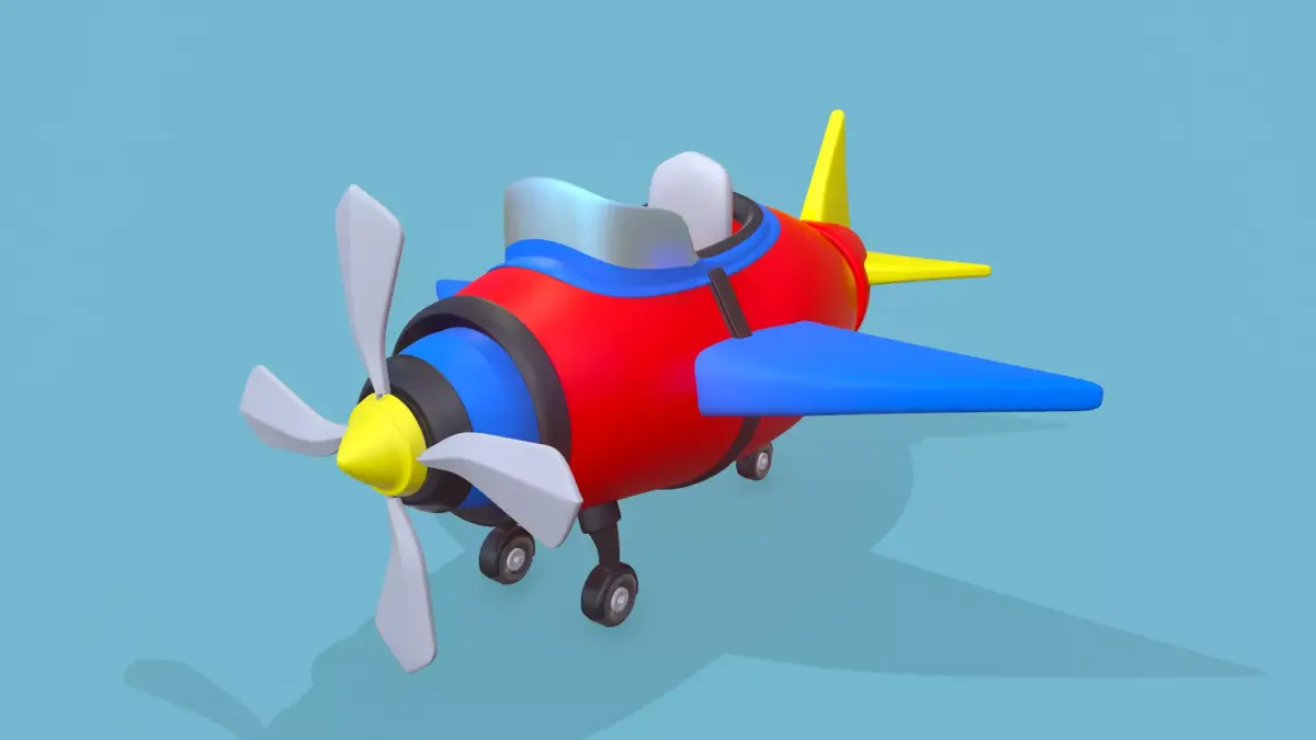 Cartoon plane Low-poly 3D model 2