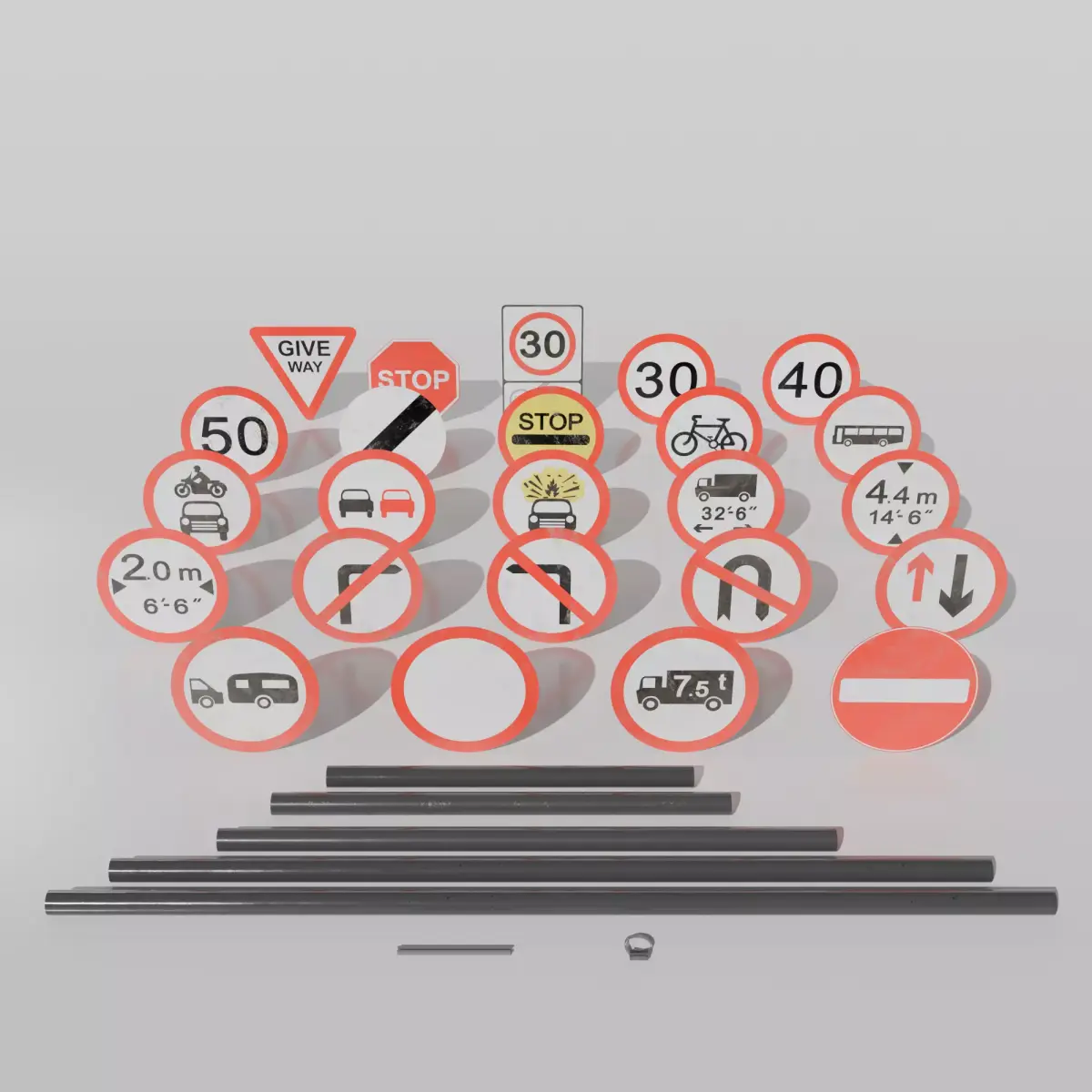 UK Traffic Signs - Giving Orders 3D model