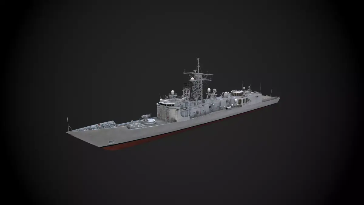 Oliver Hazar Perry  Frigate Low-poly 3D model