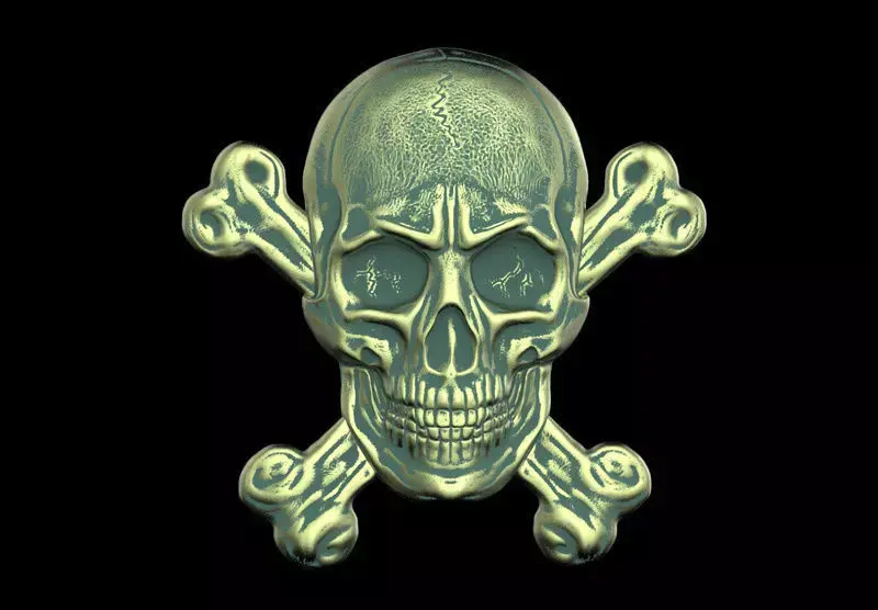 The bas-relief of anatomically correct skulls with the bones 3D print model