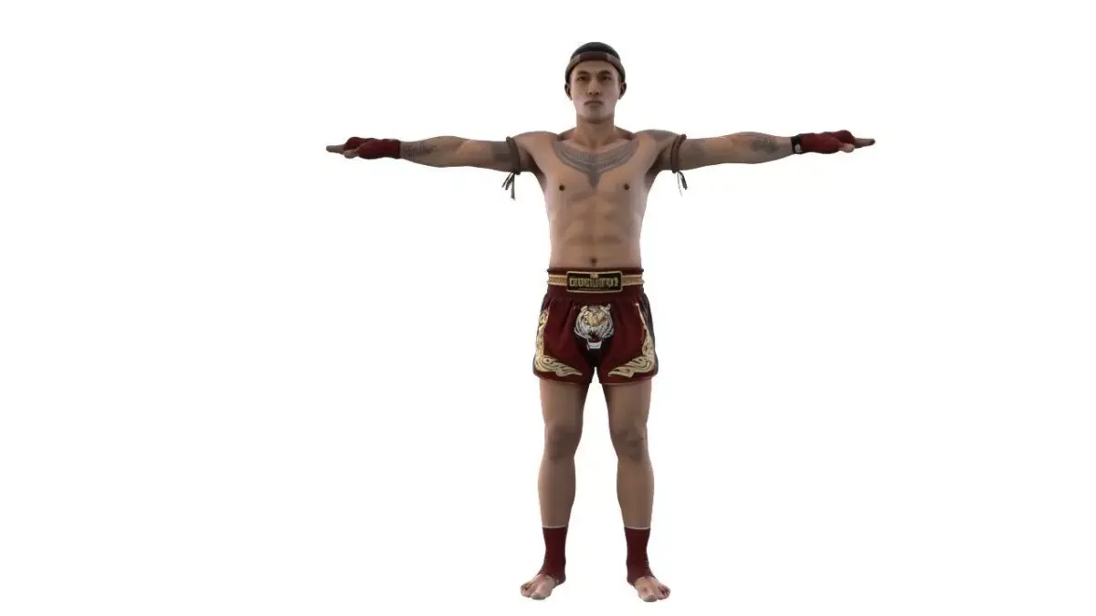 Muay Thai t-pose 3D model Low-poly 3D model