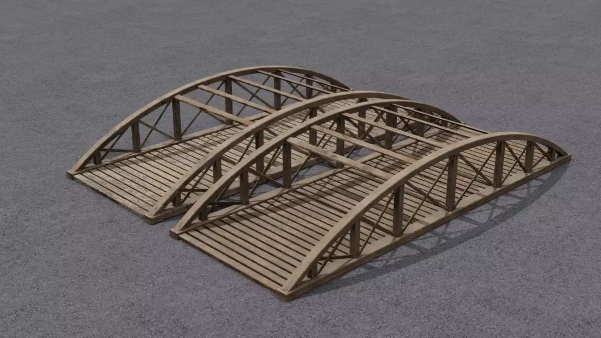  Wooden bridge 3D Model Pack