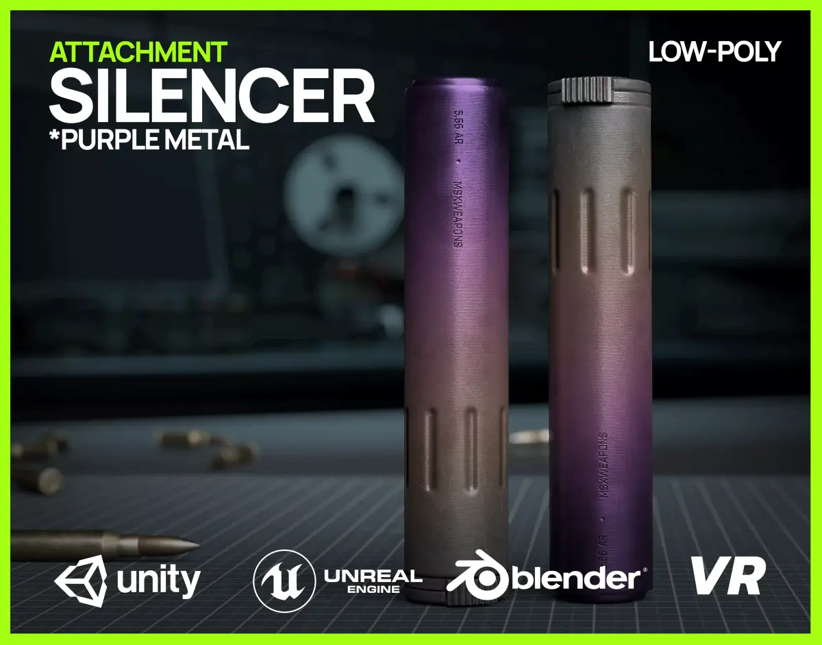 Silencer Purple - GameReady Low-poly 3D model