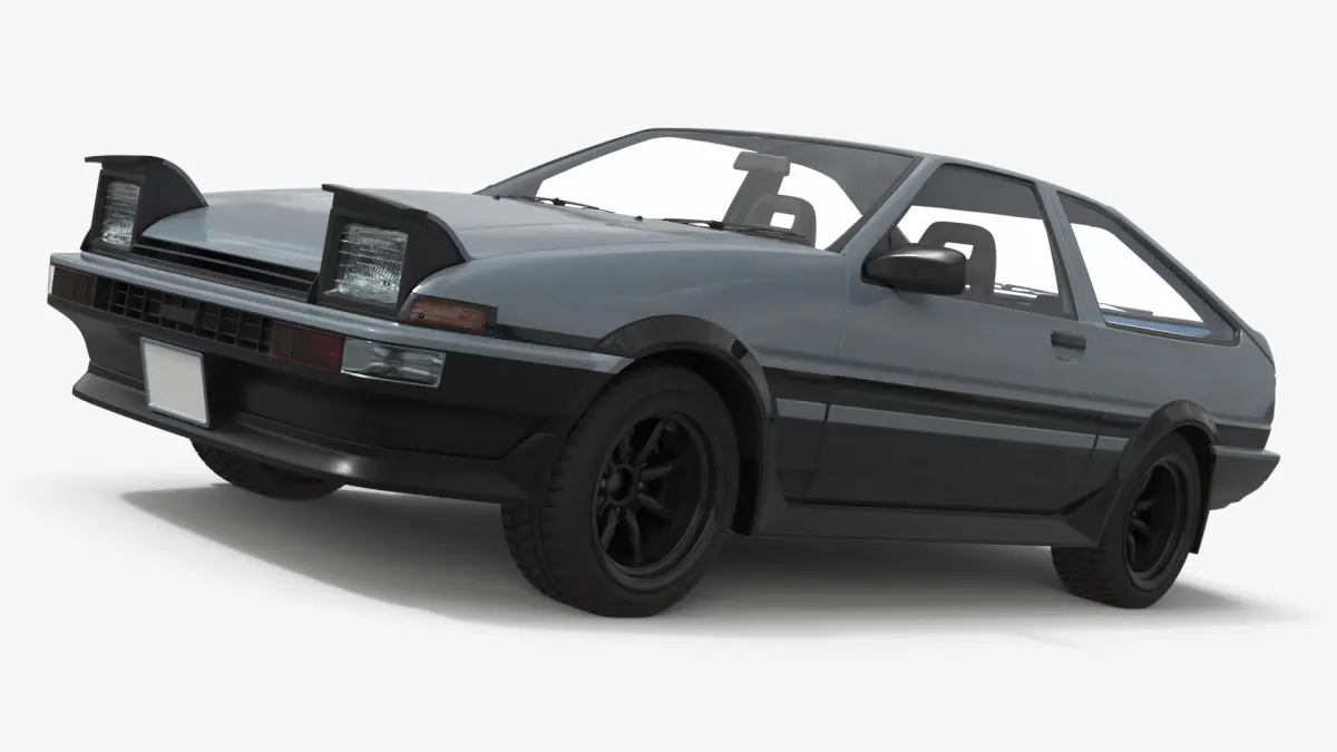 Retro Sport Hatchback 1980s Grey Simplified 3D model
