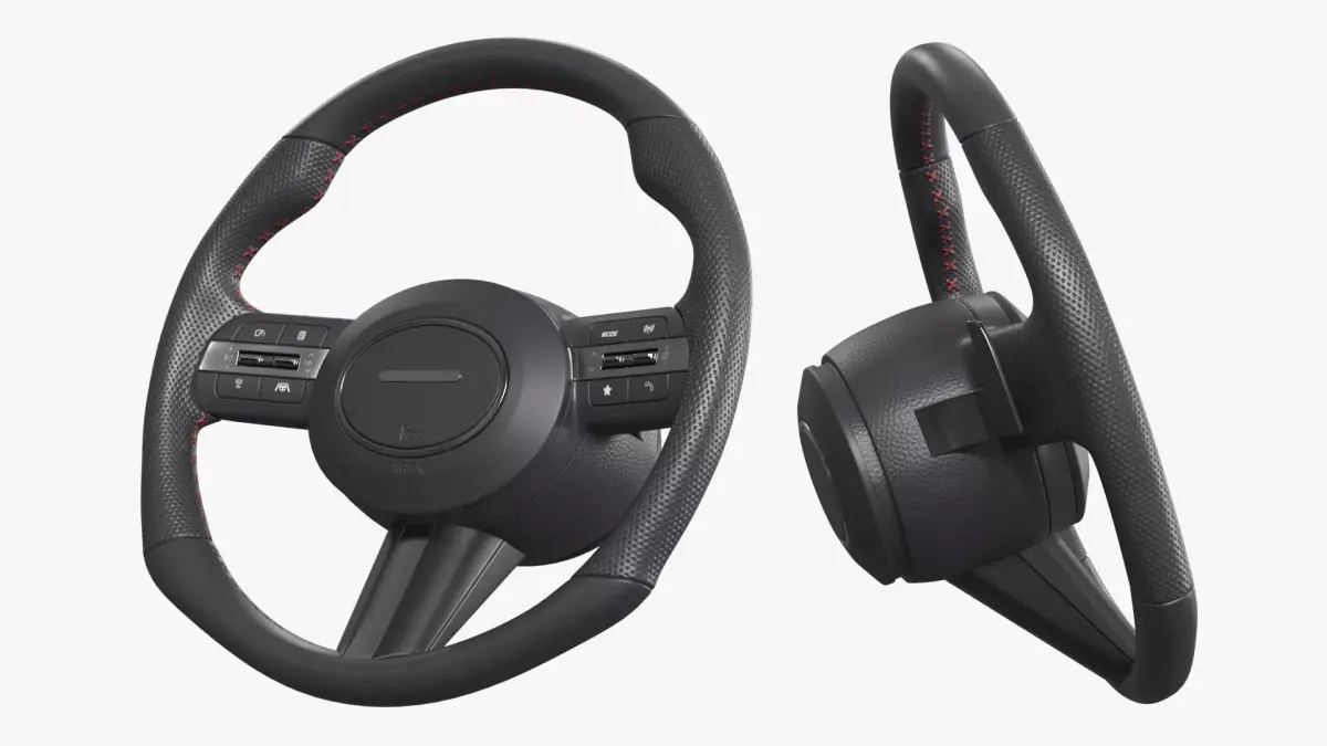 Car Steering Wheel With Control Buttons 3D model