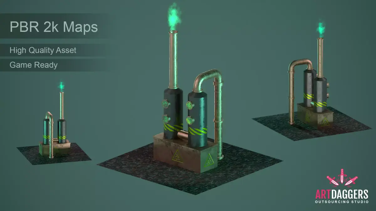 Industrial gases washer - Game Asset Low-poly 3D model