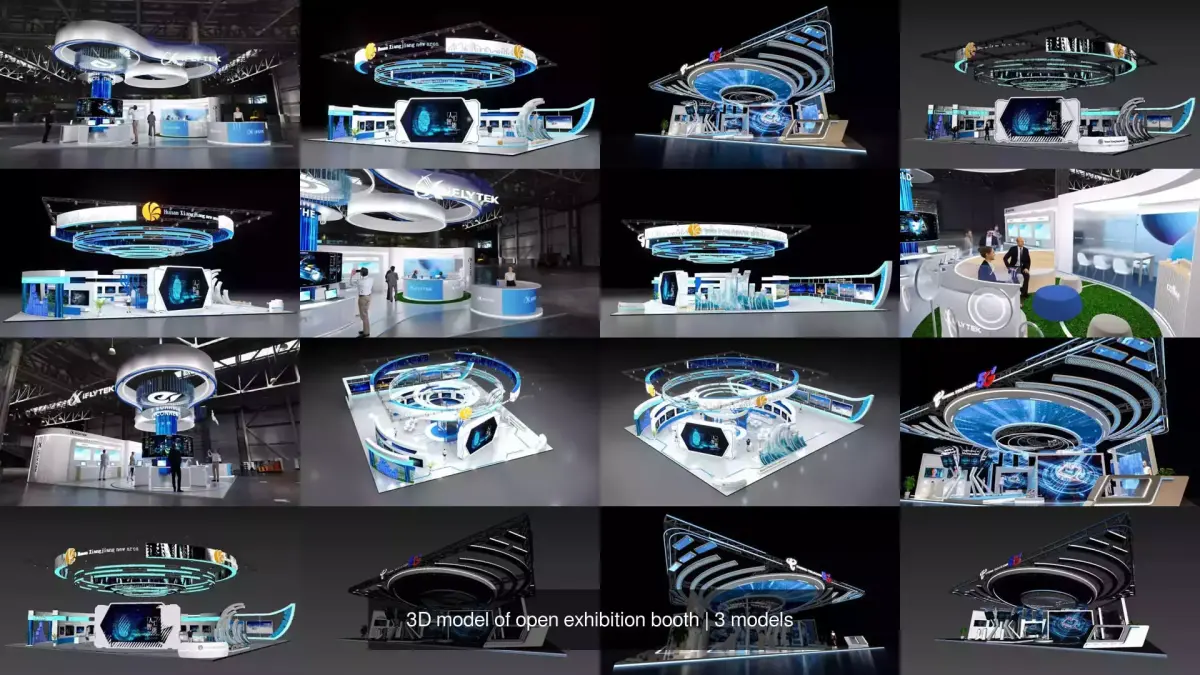 3D model of open exhibition booth 3D Model Pack