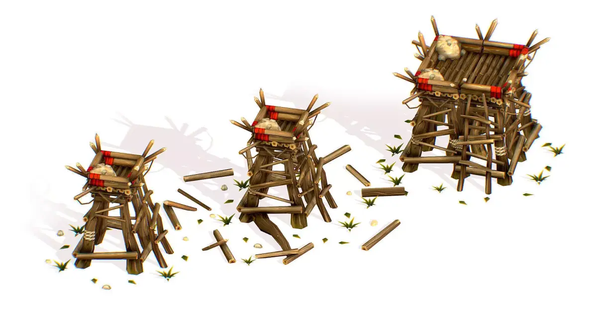 Handpaint Cartoon Wooden Building Bastion model Low-poly 3D model