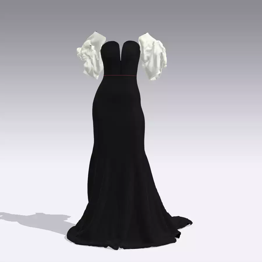 dress heart neckline and drape watermelon slevee Low-poly 3D model