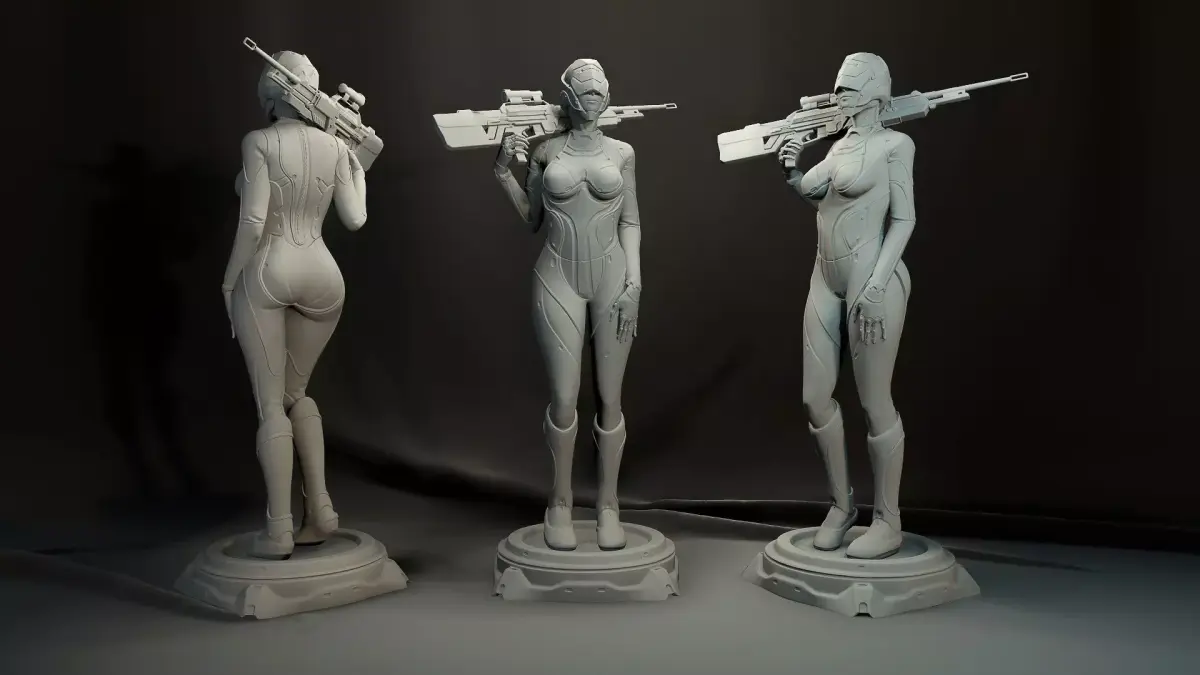 Sci fi Sniper GIrl 3D PRINT  3D print model purchase