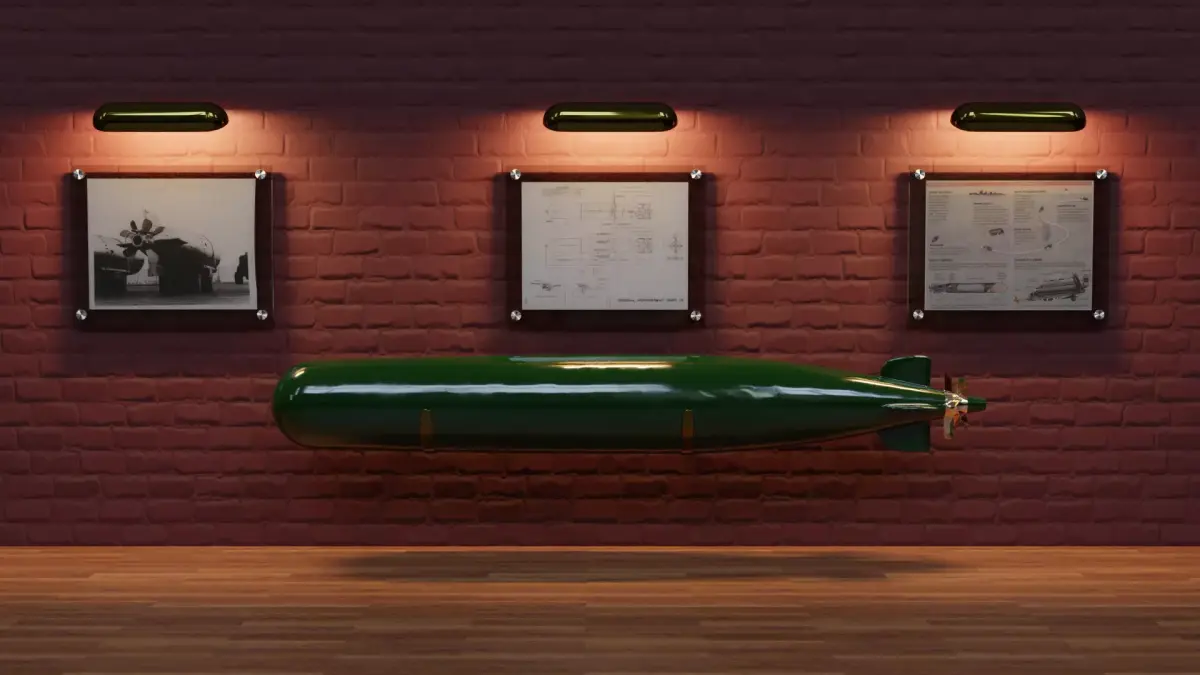 Torpedo room with bomb on wall 3D model
