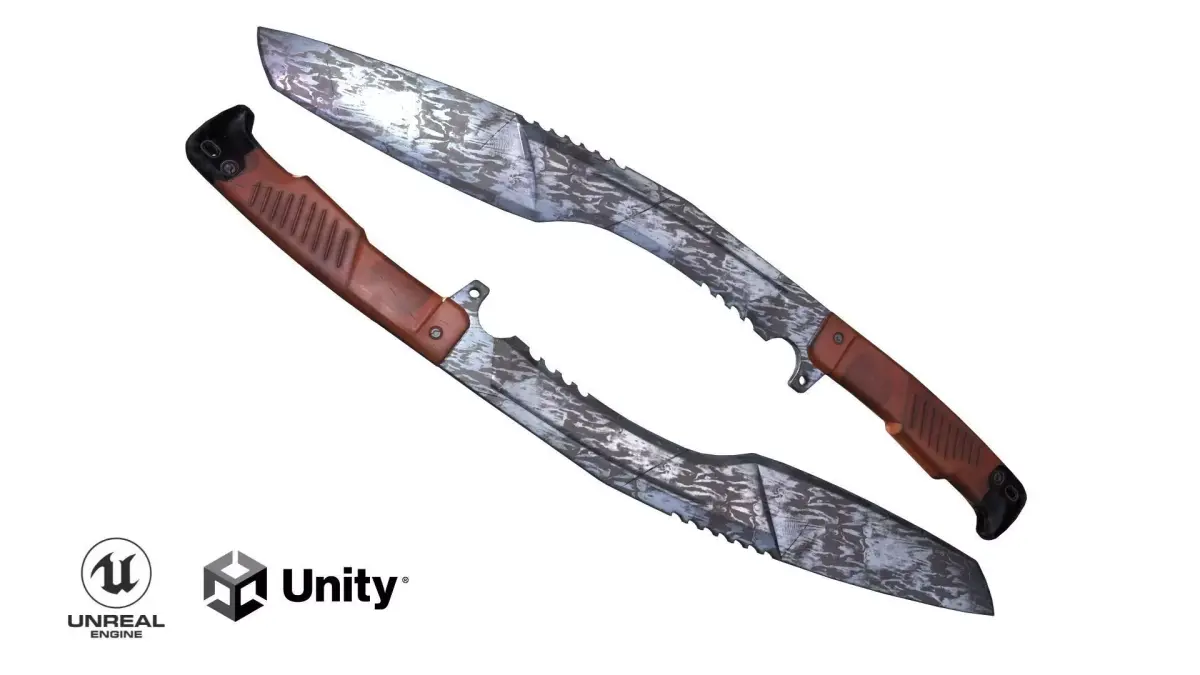 Knife Kukri - Damascus Steel Version 1 Low-poly 3D model