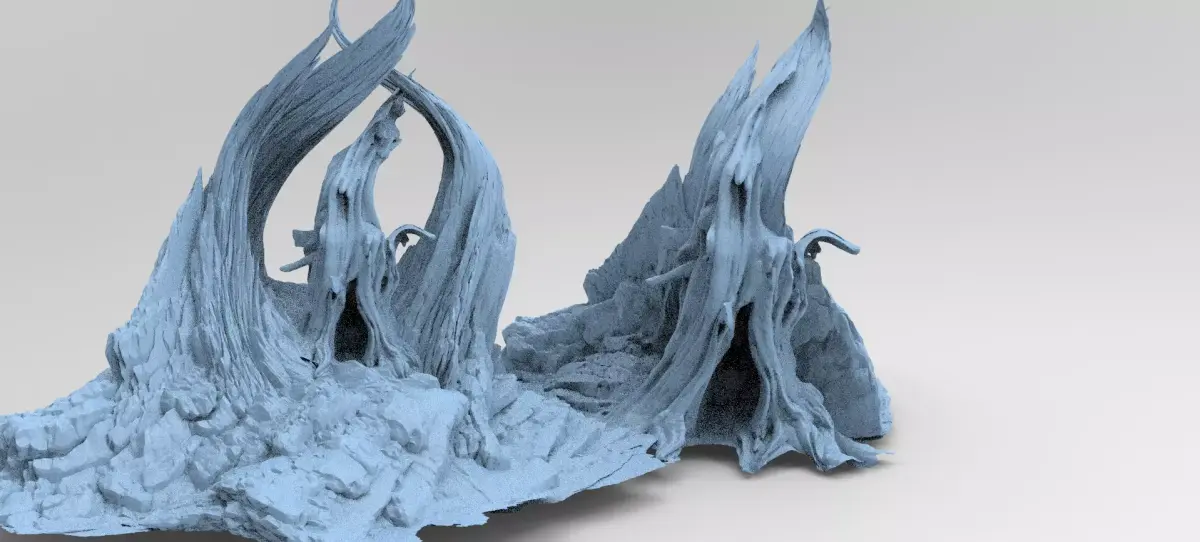 Medieval Witches Hollow Tree 2 models Rocks 3D model