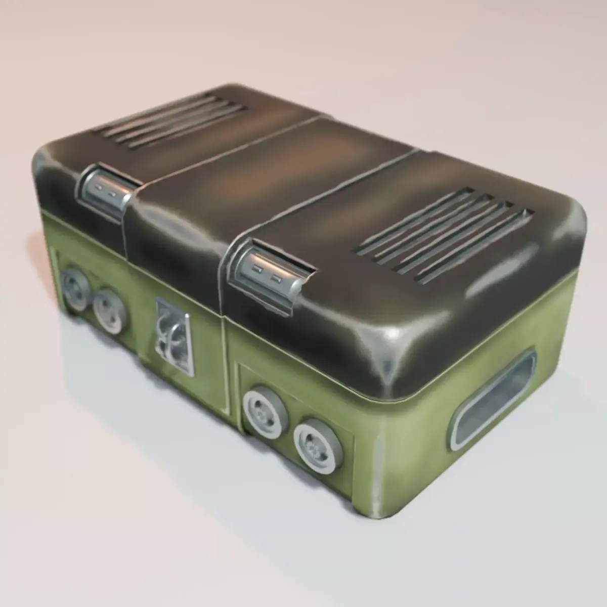 Sci fi military armoured low poly metal box hard case Low-poly 3D model