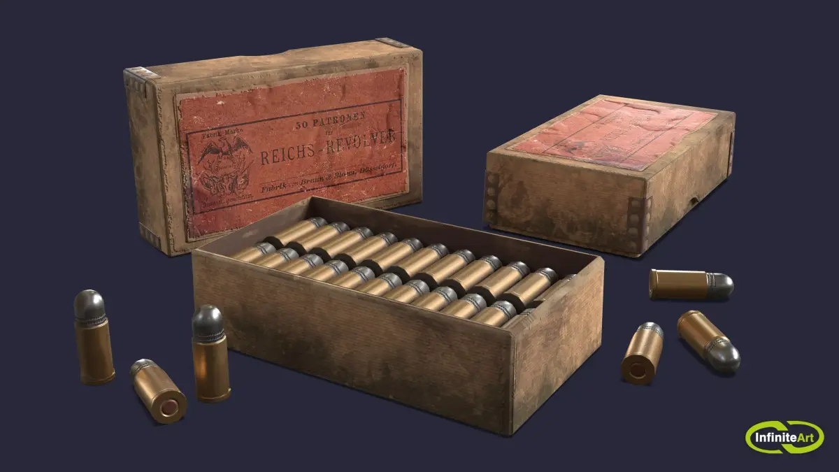 Revolver cartridges Low-poly 3D model