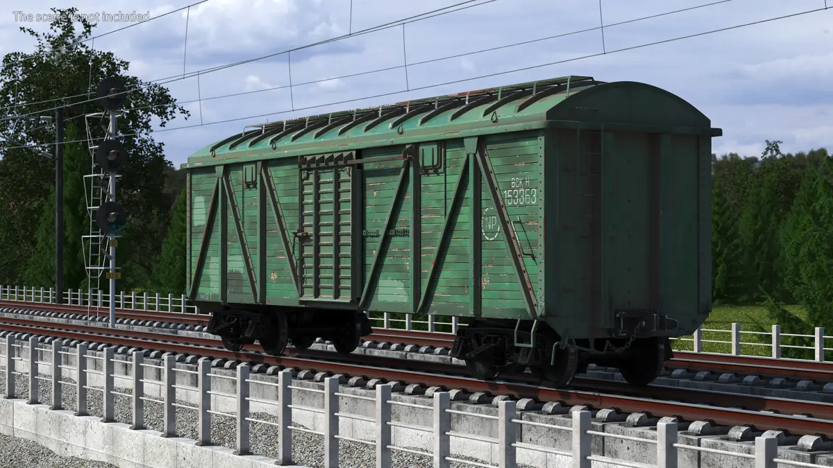 Old Cargo Wagon Green 3D model