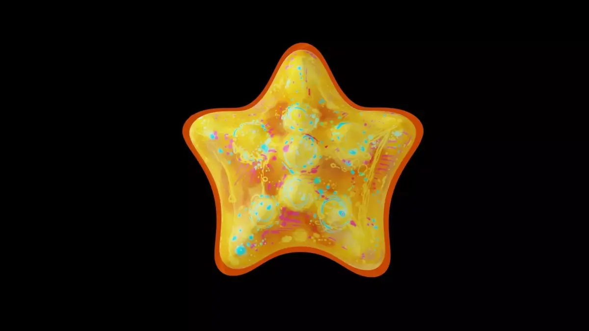 Neon Graffiti Starfish Cartoon HandDrawn Artistry Low-poly 3D model
