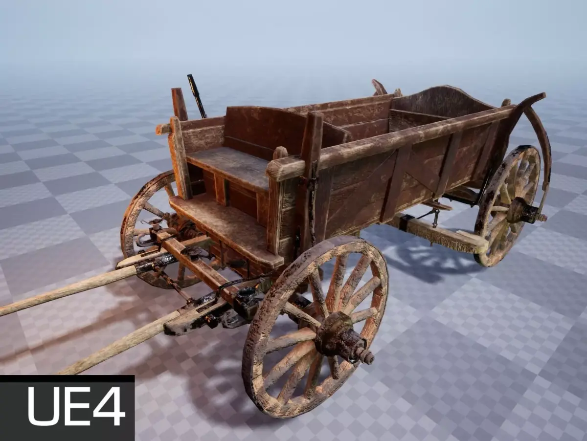 Horse Cart UE4 Ready Low-poly 3D model