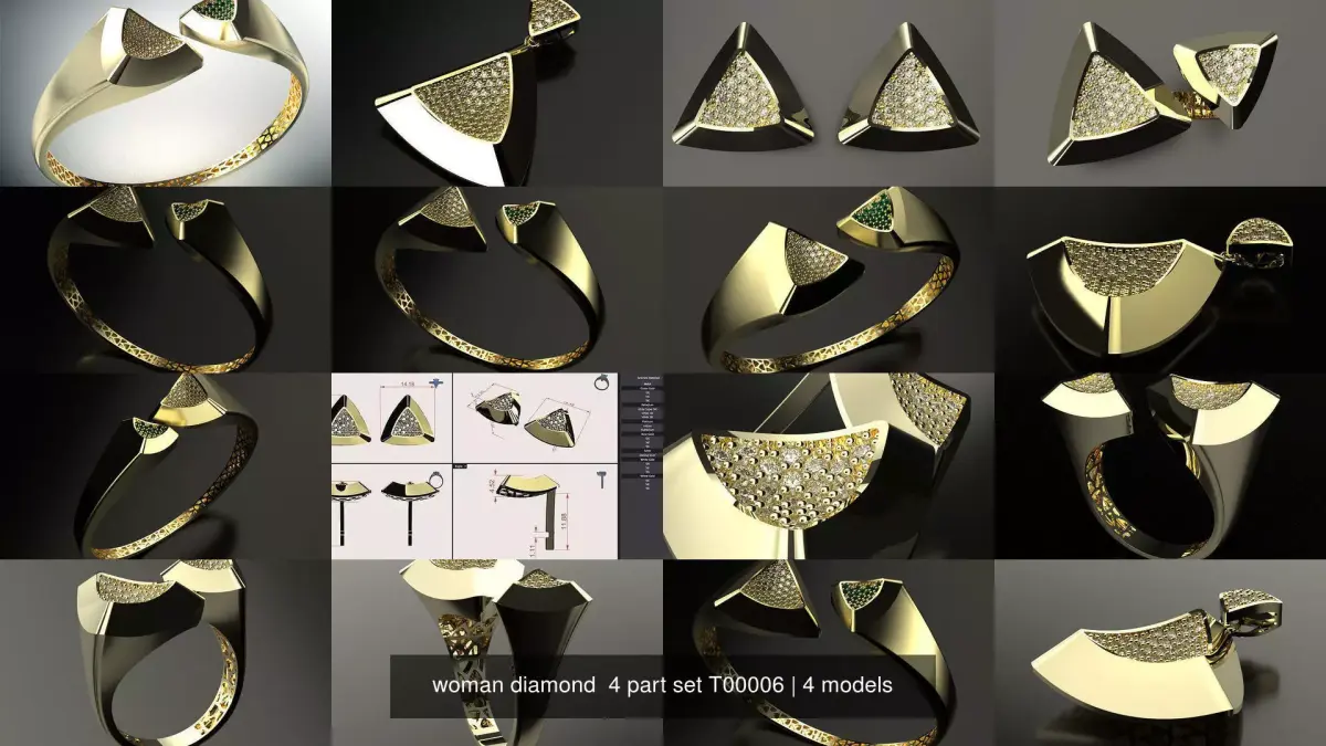 woman diamond  4 part set T00006 3D Model Pack