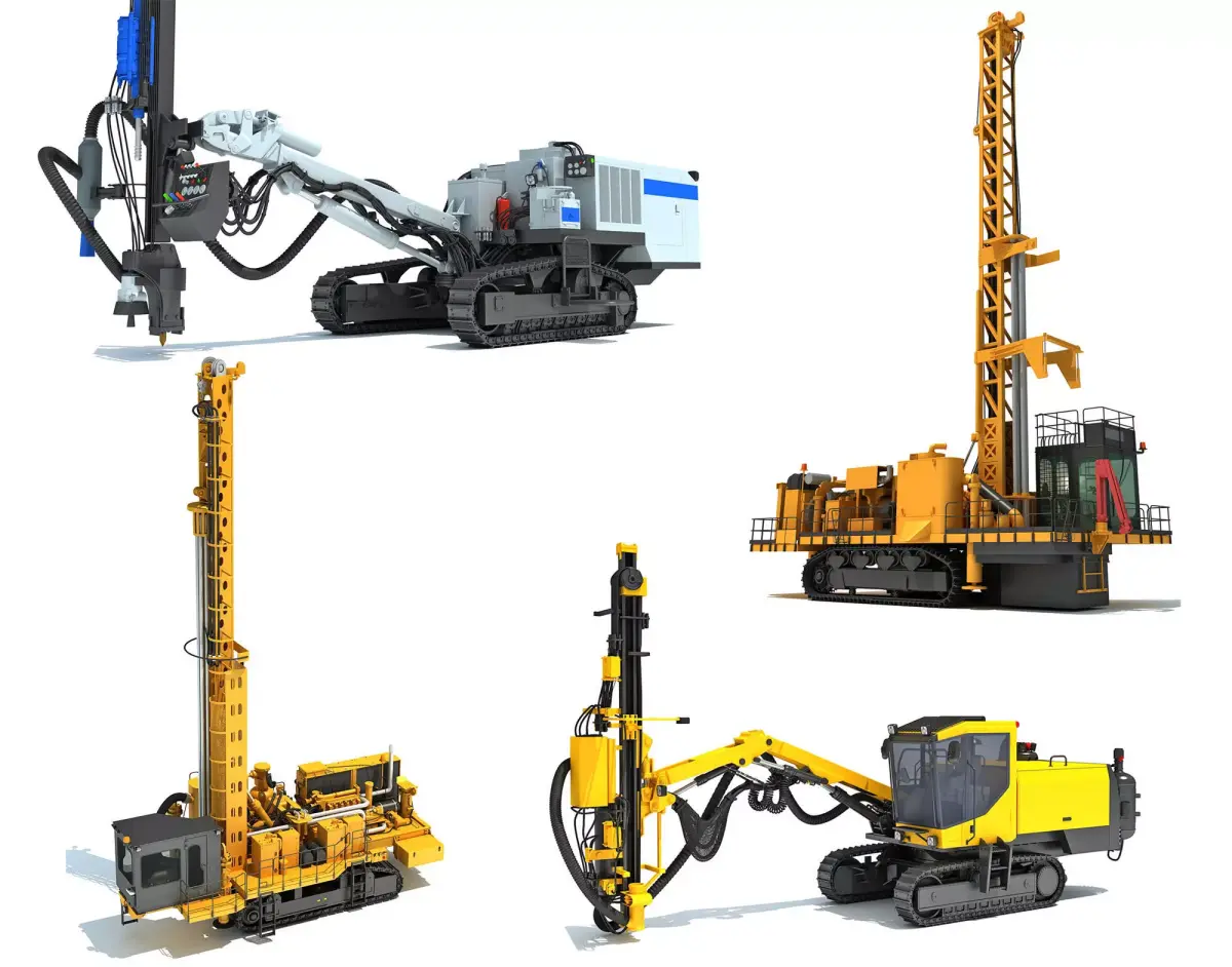 Mining Drill Rig Equipment Collection  3D Model Pack