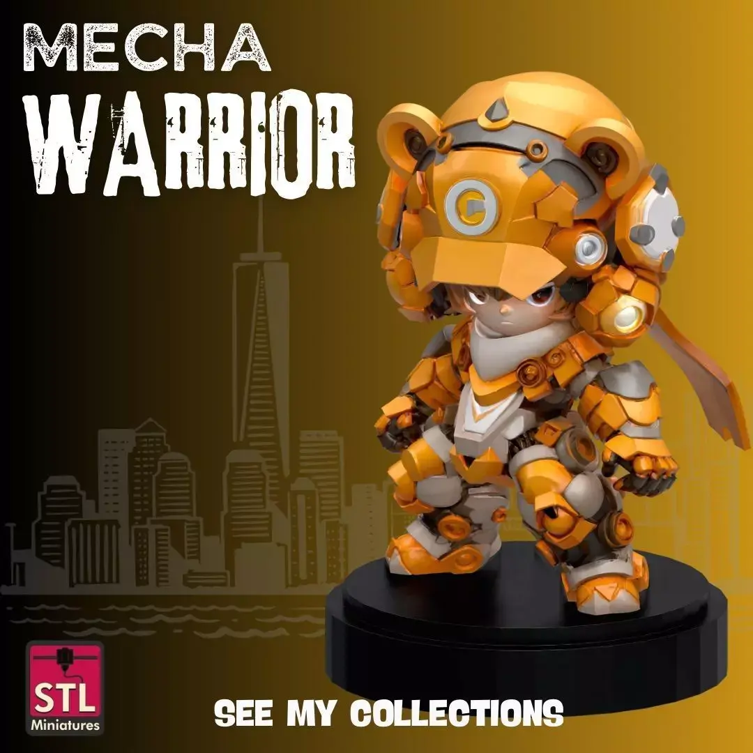 Chibi Panda Mecha Warrior STL File 3D print model