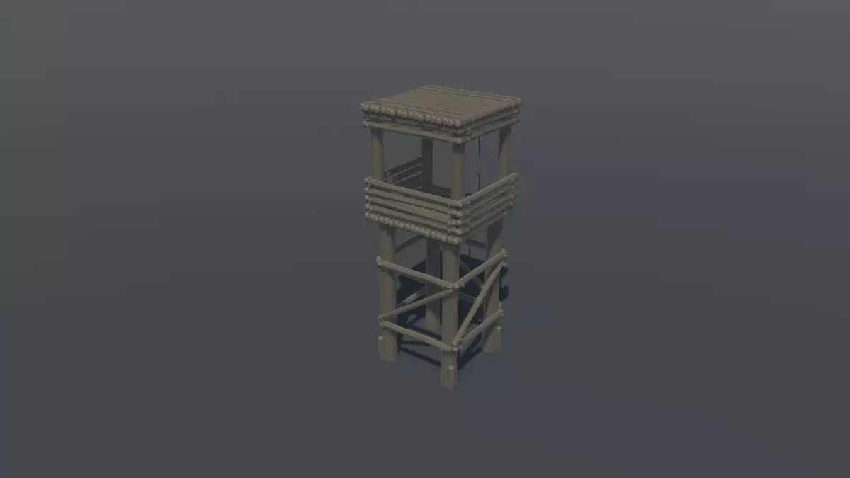 Primitive Wooden Tower Lowpoly Low-poly 3D model