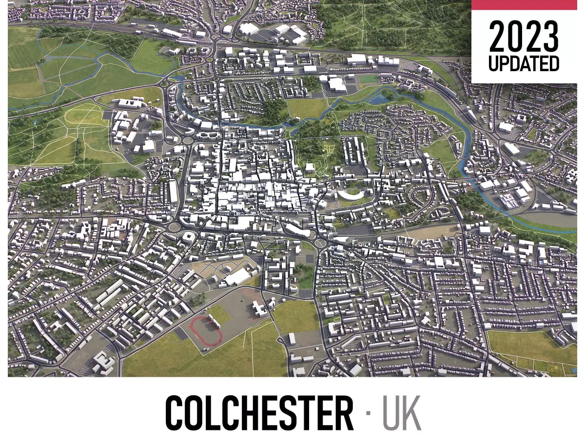 Colchester - 3D City Low-poly 3D model