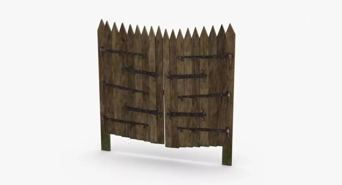  Low Poly Wooden Gate Game Ready  Low-poly 3D model