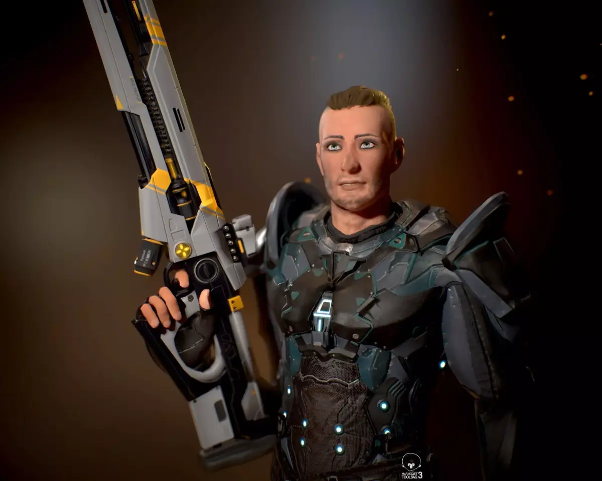 Ranger with plasma gun High poly model 3D print model