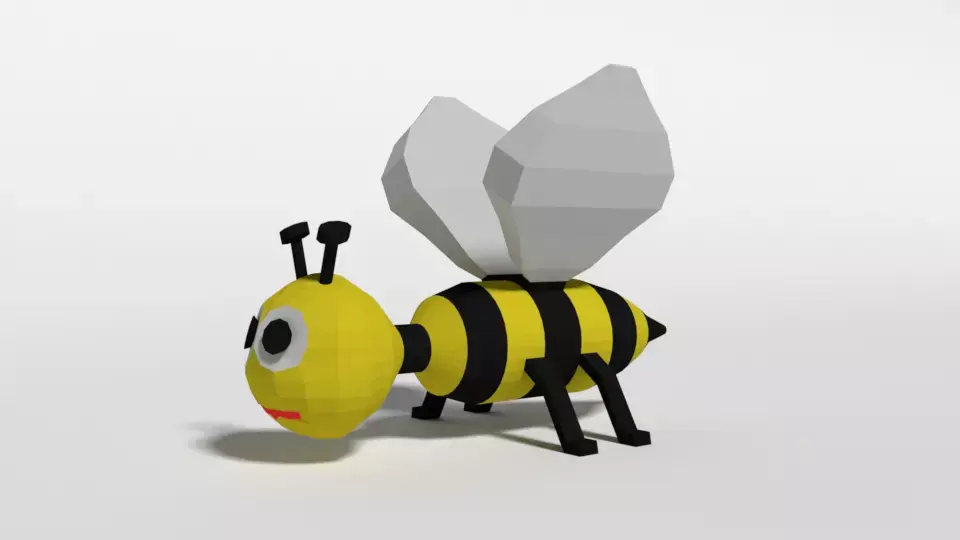 Low Poly Cartoon Bee Toy Low-poly 3D model