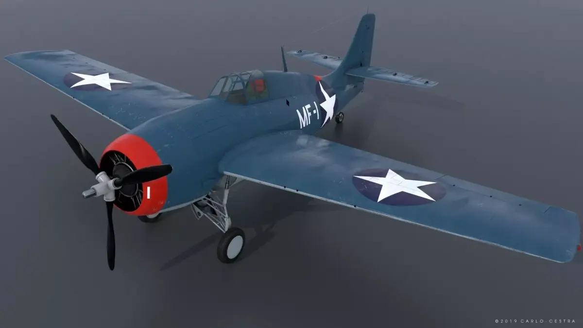 F4F-3 WILDCAT MF1 Low-poly 3D model