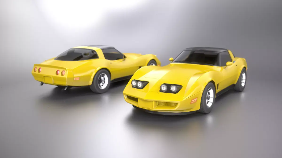 American Sportscar - 70s Classic Muscle - 4 LODs - Unity UE Low-poly 3D model