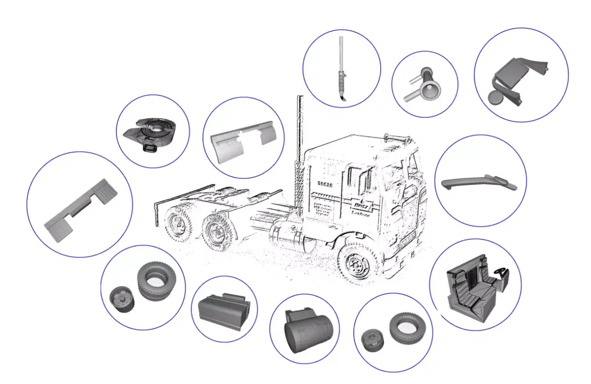 HO Freightliner cabover tractor parts  3D print model
