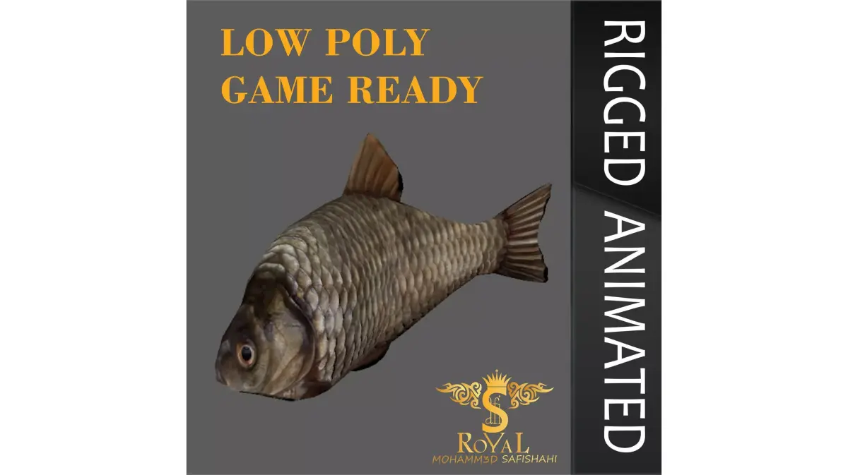Animated Carp Fish - Loop Animation Low-poly 3D model Low-poly 3D model