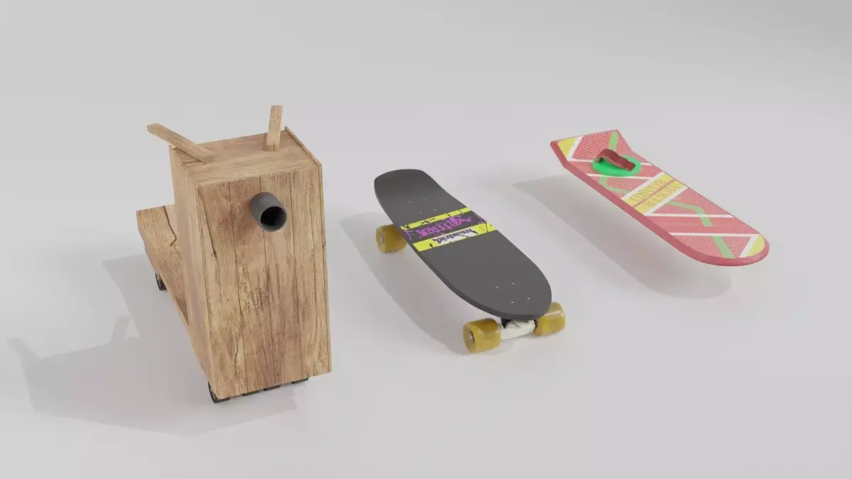 Set Hoverboard Back to the Future Part I II III 1955 1985 2015 3D model