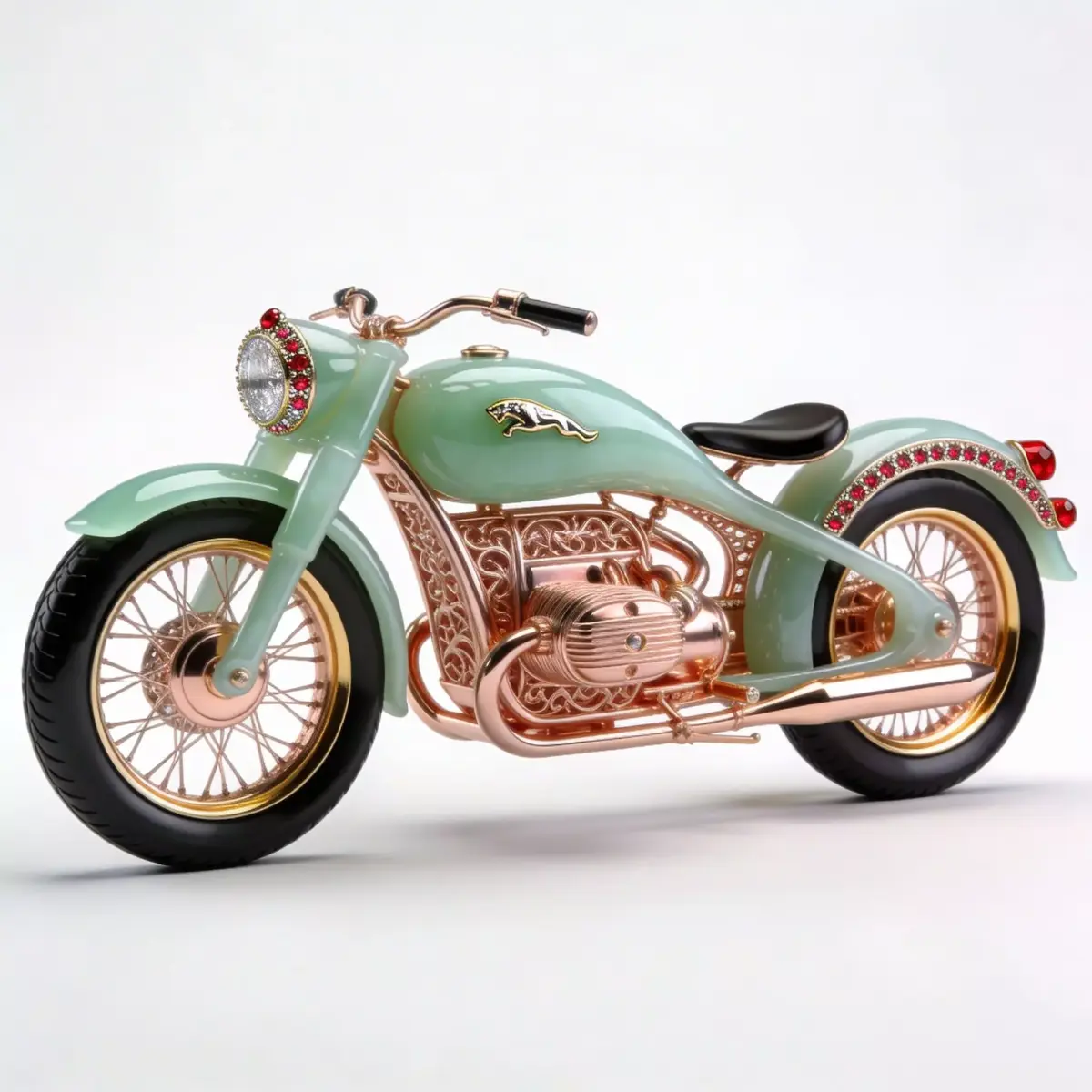 Luxury Jeweled Jade and Rose Gold Cruiser Low-poly 3D model