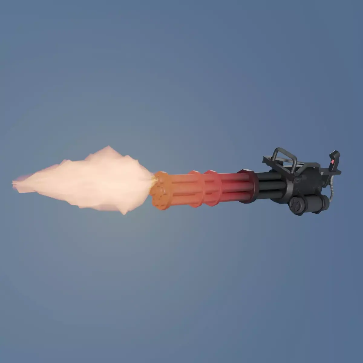 Low-poly minigun for games Low-poly 3D model