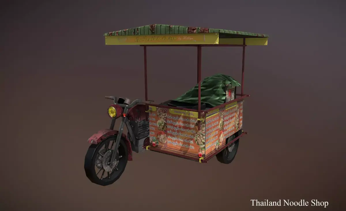 thailand noodle shop low poly Low-poly 3D model