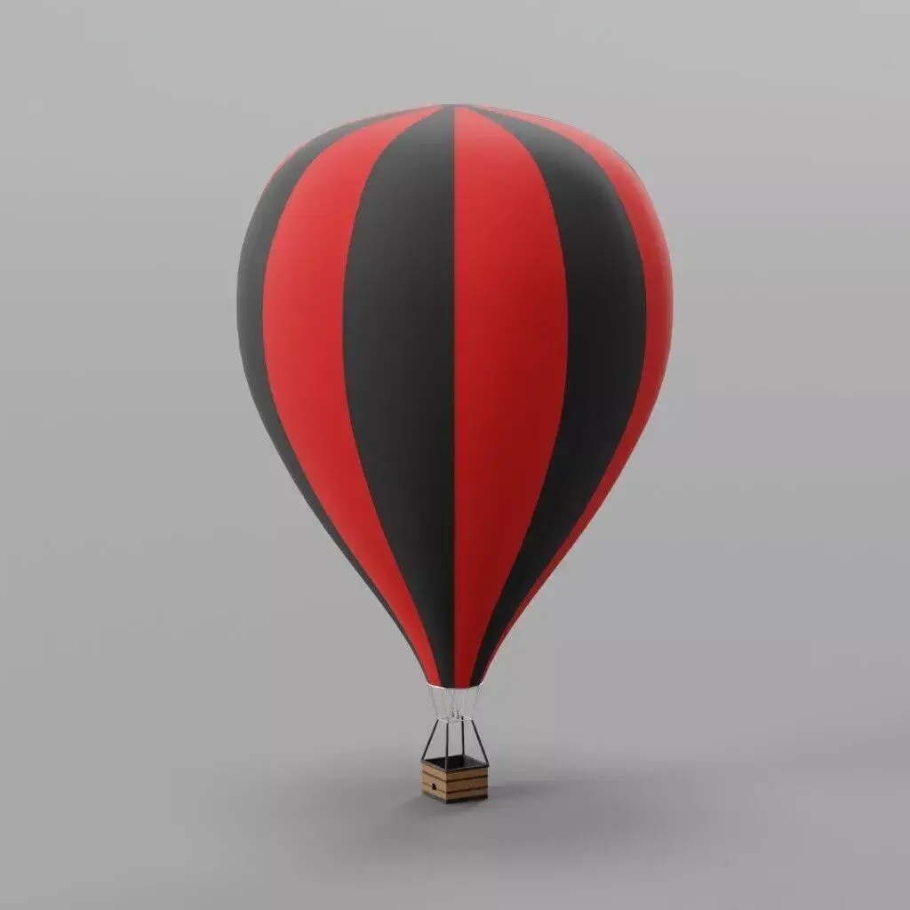 Red black hot air ballon Low-poly 3D model
