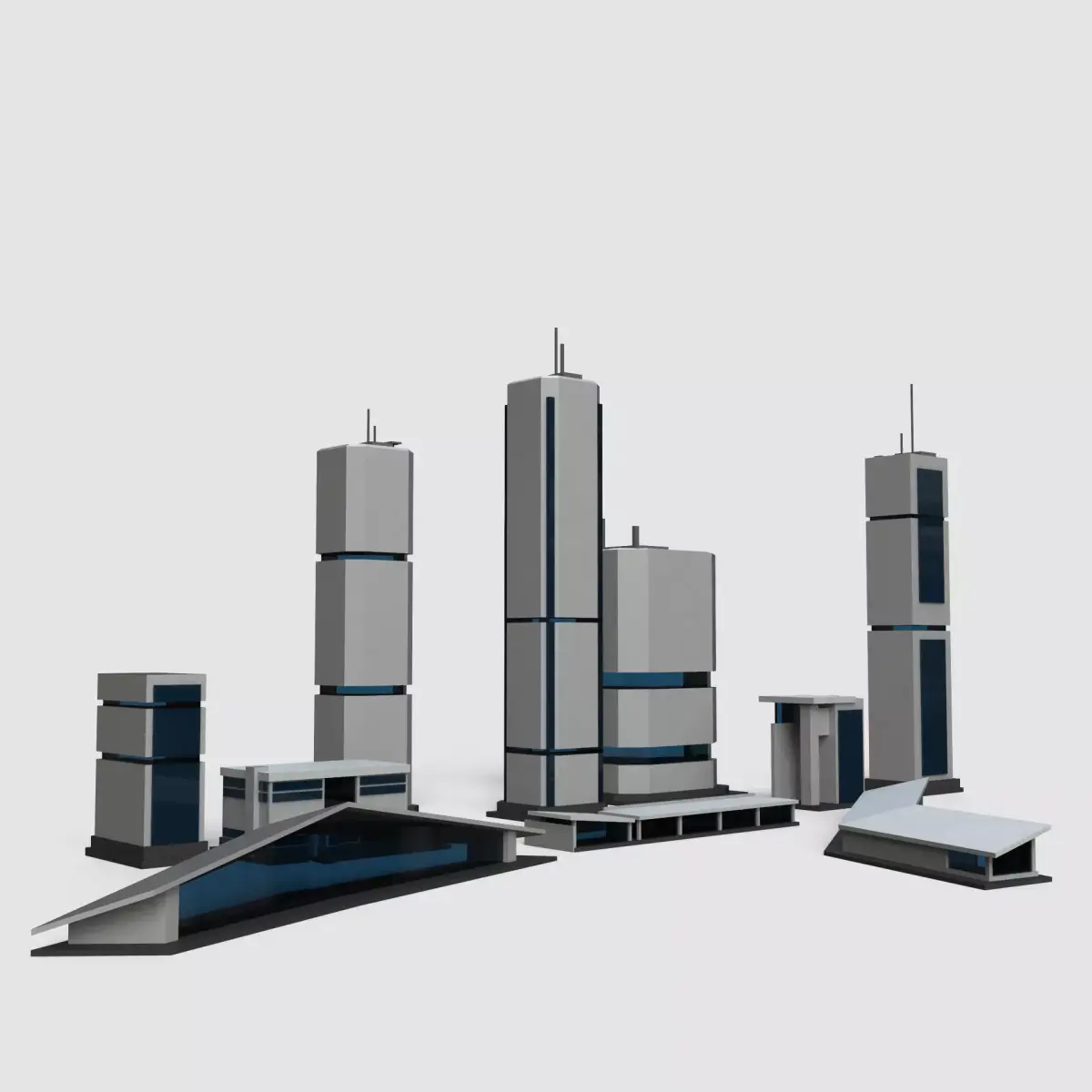 Sci-Fi Buildings Set 3D model