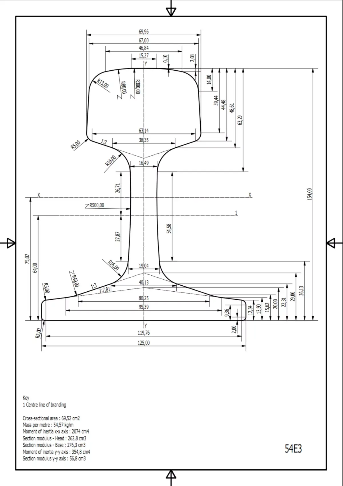 British Standard-EN13674 54E3 rail 3D model