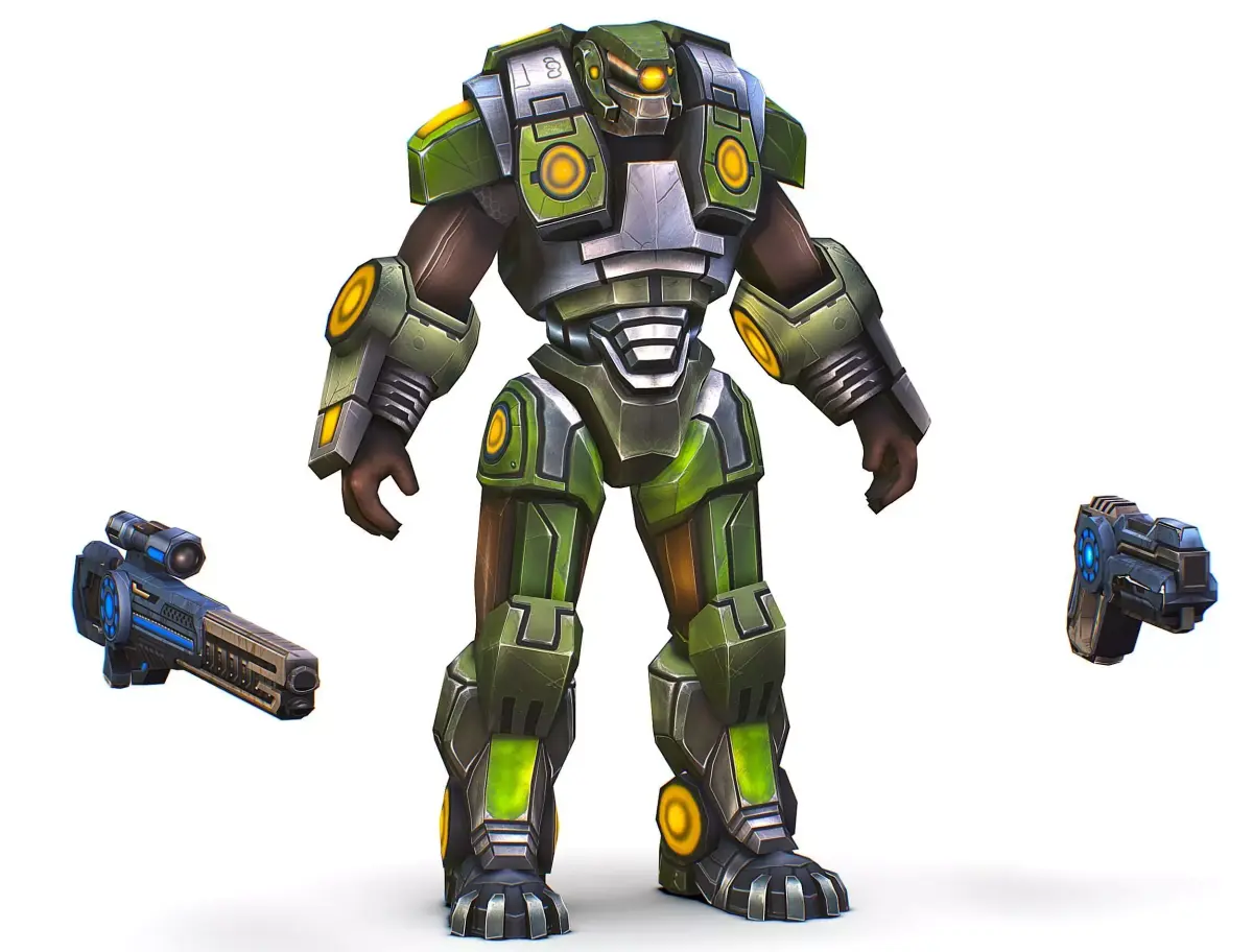 Cartoon Sci-Fi Cyborg Drone Heavy Sniper Soldier Low-poly 3D model