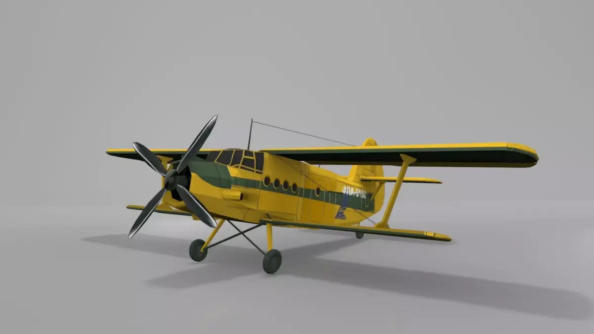 Airplane AN-2 biplane Low-poly 3D model